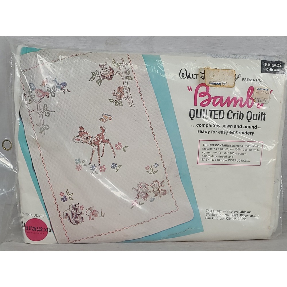 Vintage Walt Disney Bambi Quilted Crib Quilt Kit 0522 Paragon Needlecraft USA